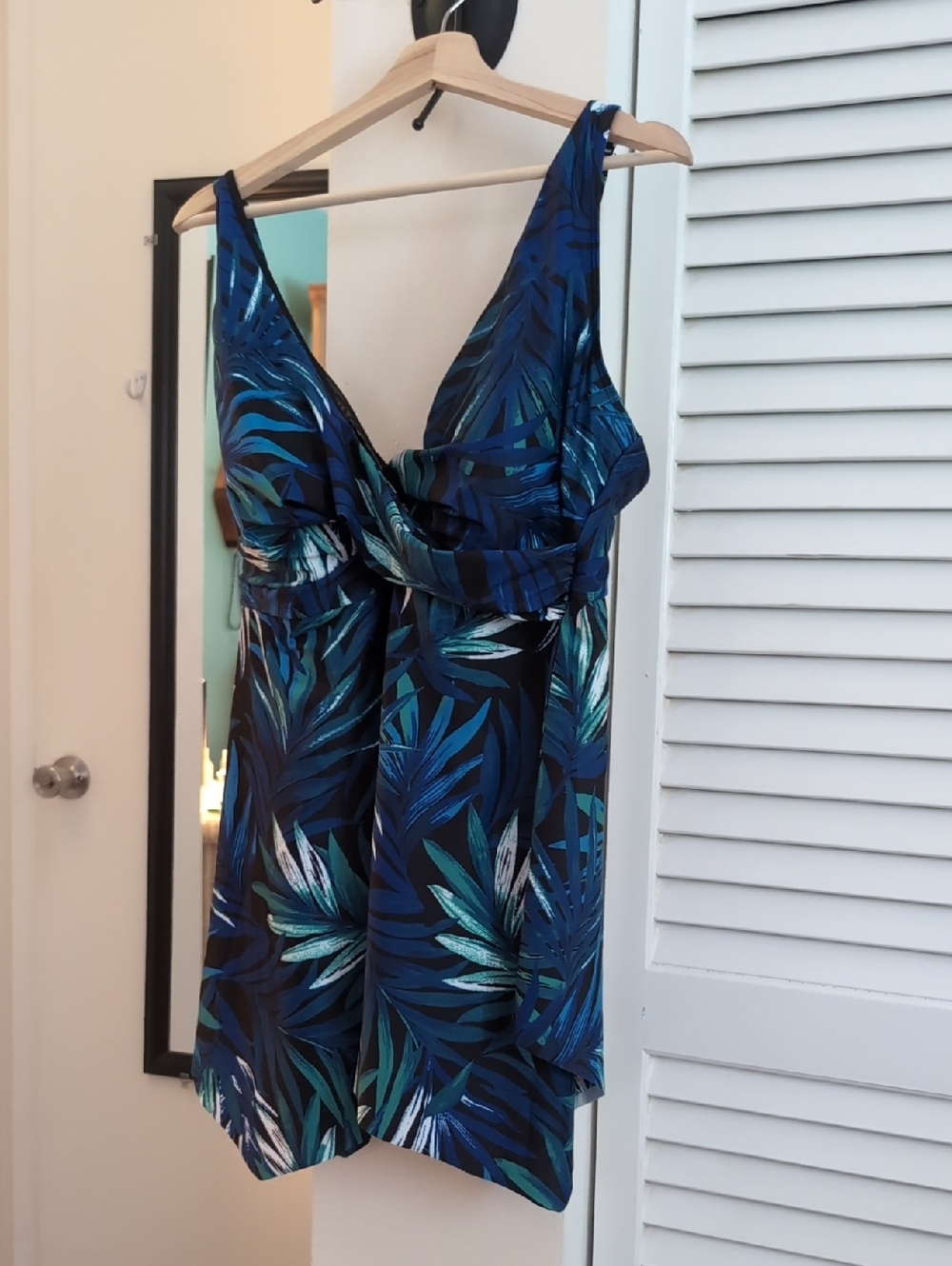 Blue Tropical Print Women’s Swimdress